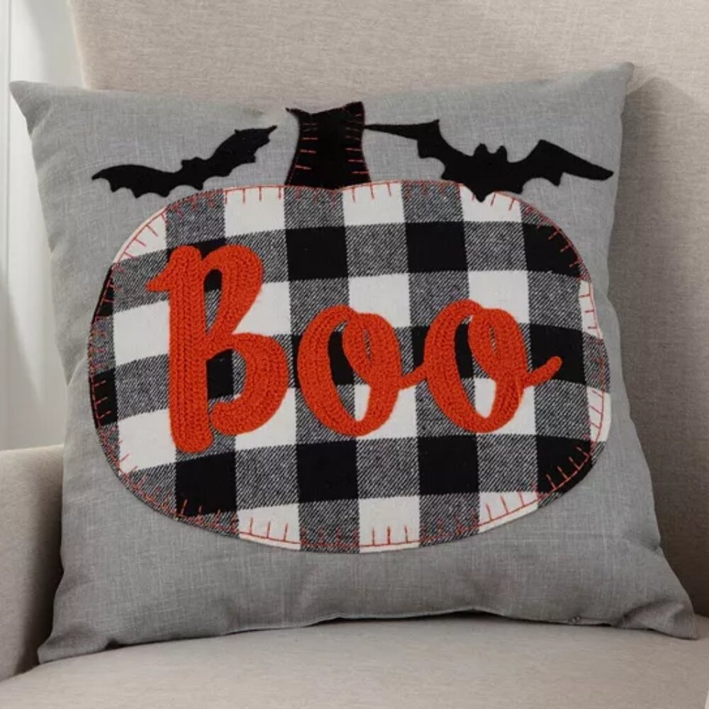 Arlee Home Fashions Halloween “Boo” Decorative Pillow 18" x 18"